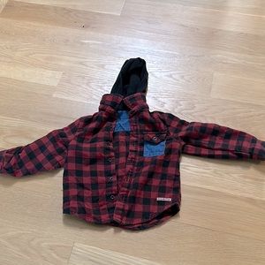 Hudson Hooded Red Flannel 2T